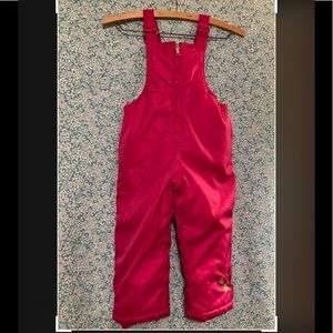 💙 PacificTrail Pink Snow Bib w/ embroidered hearts & butterflies, Size: 3T